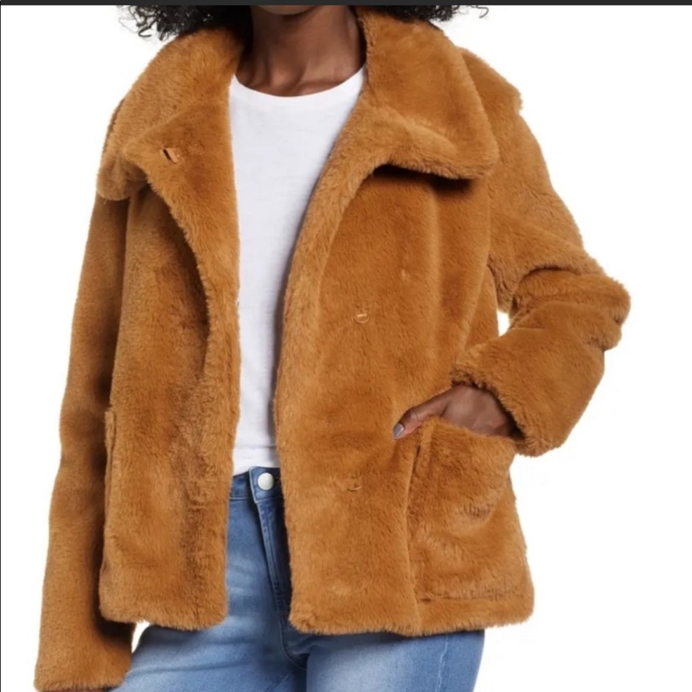 Brown faux fur coat